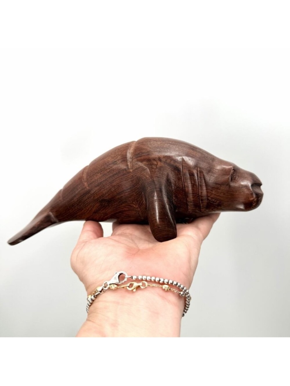 Vintage Hand Carved Ironwood Manatee Sea Cow Figurine Sculpture